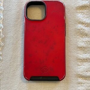 OtterBox Red and Black Phone Case; Fits I phone 15. Used, but still Useful!